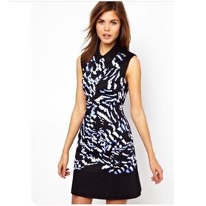 KAREN MILLEN Sheath Dress Abstract Print Collar